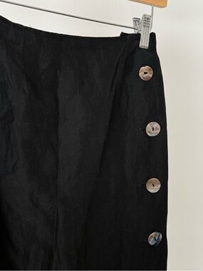 Black Midi Skirt with Side Button Detail